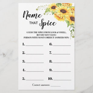 Solblommor Namn som Spice Möhippa Game Card Flygblad