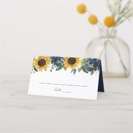 Solblommor Navy Blåa blommor Bröllop Place Card Placeringskort