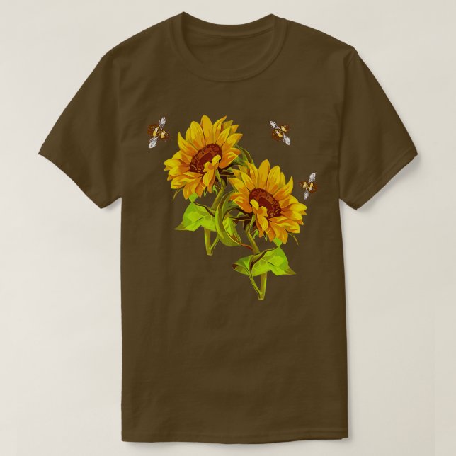 Solblommor och bin Sommarsolrosor Spara för bin T Shirt (Design framsida)