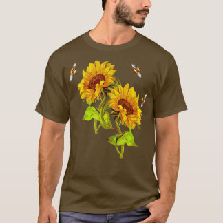 Solblommor och bin Sommarsolrosor Spara för bin T Shirt