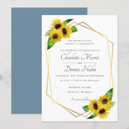 Solblommor och blå bröllopsinbjudan inbjudningar