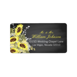 Solblommor och Bröllop-etikett Adressetikett