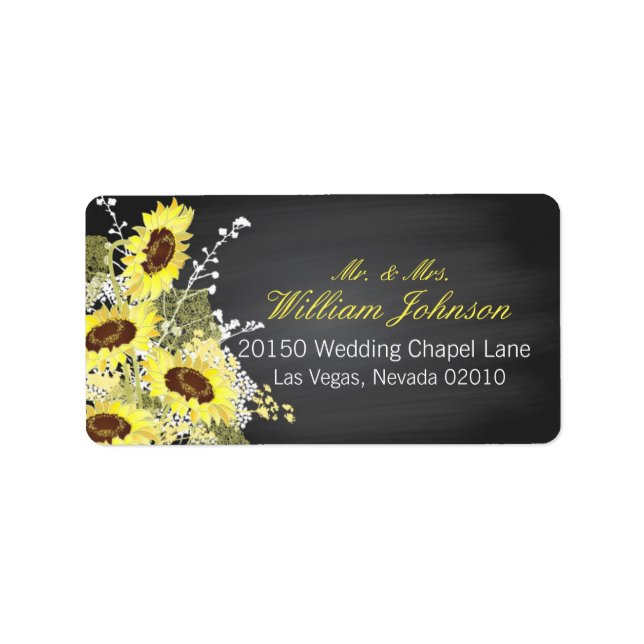Solblommor och Bröllop-etikett Adressetikett (Framsidan)