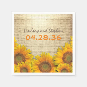 Solblommor och Burlap Rustic-Landsbyggsbröllop Pappersservett