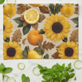 Solblommor och Citrus Autumn Home Decor Kökshandduk
