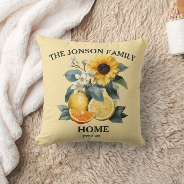 Solblommor och Citrus-familjens design Kudde (Filt)