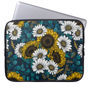 Solblommor och daisy, sommarträdgård 2 laptop fodral