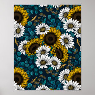 Solblommor och daisy, sommarträdgård 2 poster