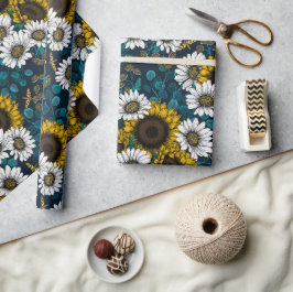 Solblommor och daisy, sommarträdgård 2 presentpapper