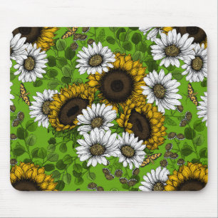 Solblommor och daisy, sommarträdgård musmatta