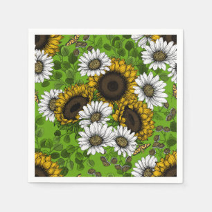 Solblommor och daisy, sommarträdgård pappersservett