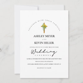 Solblommor och eukalyptus Foliage Wood Bröllop Inbjudningar