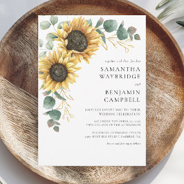 Solblommor och eukalyptus Rustic Bröllop Inbjudningar
