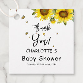 Solblommor och fjärilar, babykläder gåvor etiketter