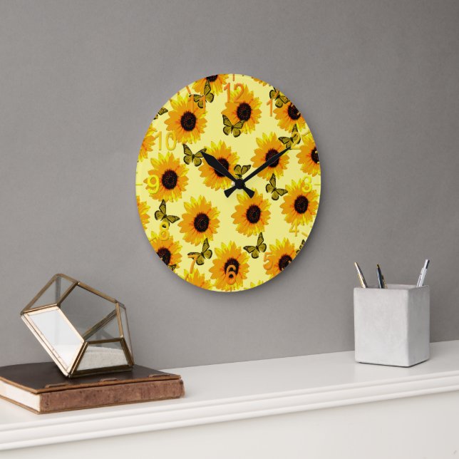 Solblommor och fjärilar, färgade av olja stor klocka (Kontor)