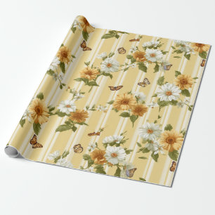 Solblommor och fjärilar på Gult Rand (3) Presentpapper