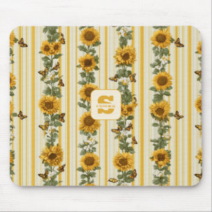Solblommor och fjärilar på Gult Rand Musmatta