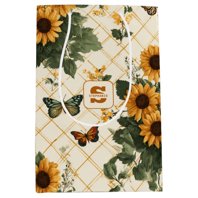 Solblommor och fjärilar på Light Gult (Framsidan)