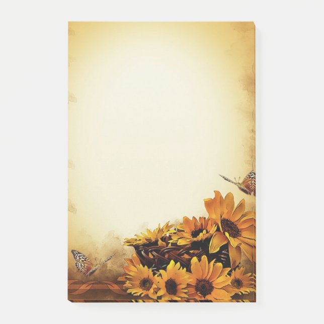 Solblommor och fjärilar post-it block (Framsida)