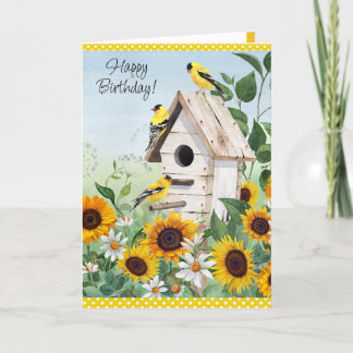 Solblommor och födelsedagskort för Bright blommigt Tack Kort