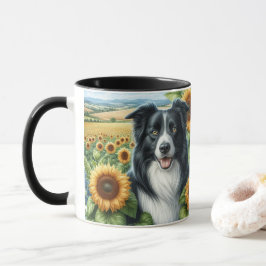 Solblommor och Gräns Collie Hund älskare Mugg