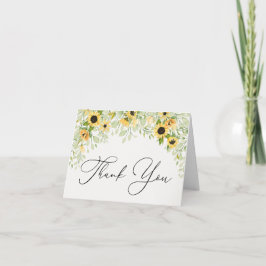 Solblommor och grönt Tackkort-kort Anteckningskort