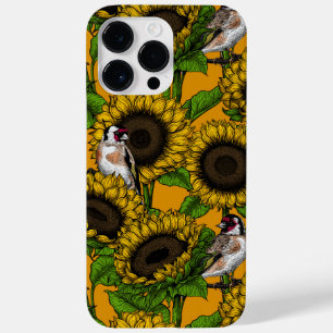 Solblommor och guldfinkar på orangen