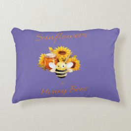 "Solblommor och honungsbin" Prydnadskudde