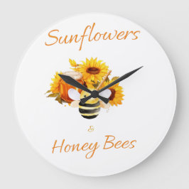 "Solblommor och honungsbin" Stor Klocka