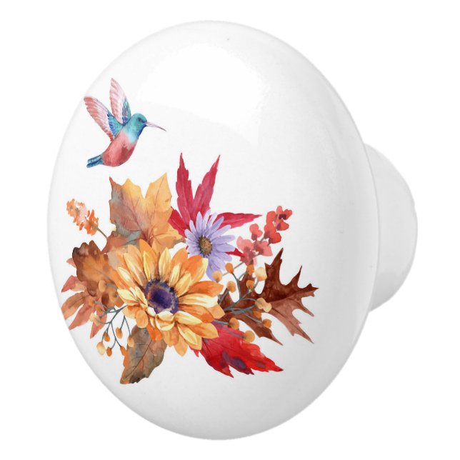Solblommor och humming Bird Ceramic Knob Knopp (Höger)