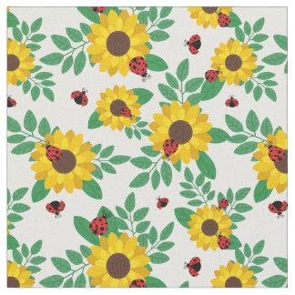 Solblommor och ladybugs Mönster Tyg