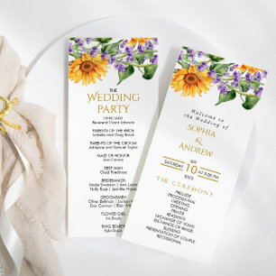 Solblommor och lavander Rustic Bröllopsprogram Program