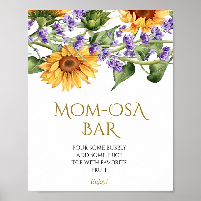 Solblommor och lavander Shower Momosa Pub Sign Poster (Framsidan)