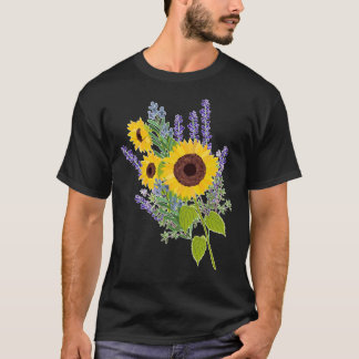 Solblommor och lavender Bouquet T Shirt