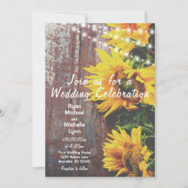 Solblommor och Ljus Rustic Landsbyggsbröllop Inbjudningar