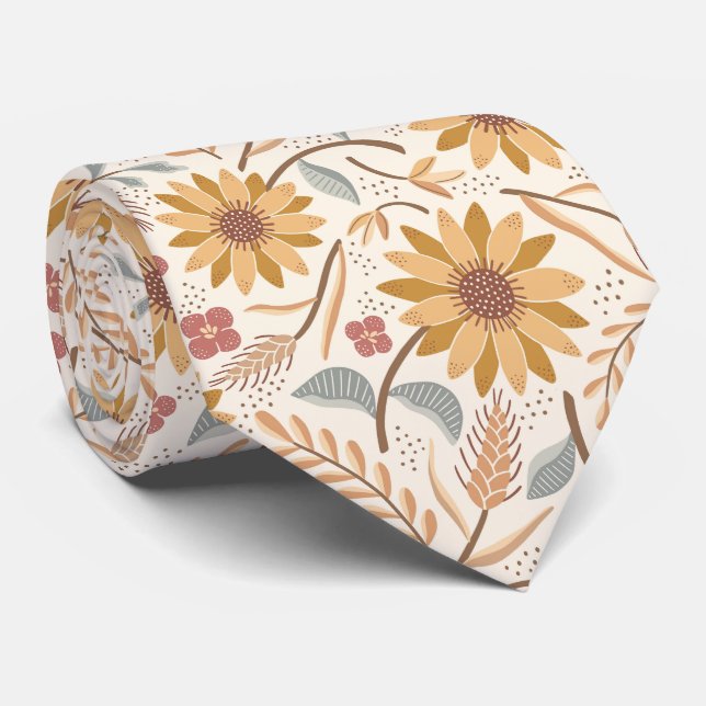 Solblommor och öron av vete slips (Rullad)