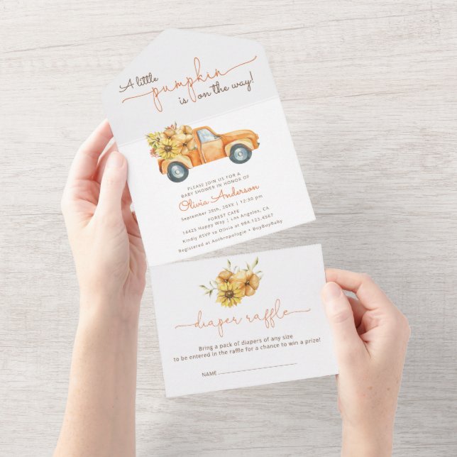 Solblommor och Pumpkins Lastbil Baby Shower (Tearaway)