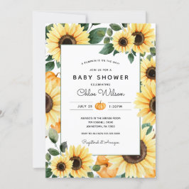 Solblommor och pumpor Baby Shower Inbjudningar