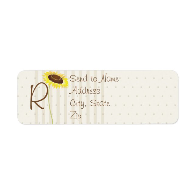 Solblommor och Rand Samlingsmonogram Adress Returadress Etikett (Framsidan)