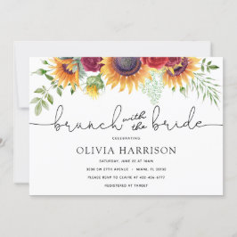 Solblommor och Ro Brunch med Bride Shower Inbjudningar