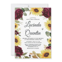 Solblommor och Ro Burgundy Red Rustic Bröllop