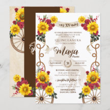 Solblommor och Röd ros Rustic Charro Quinceanera