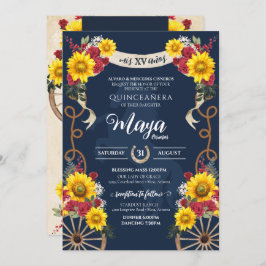 Solblommor och Röd ros Rustic Charro Quinceanera Inbjudningar
