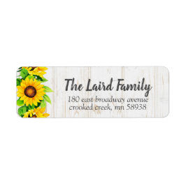 Solblommor och Rustic Wood Land Returadress Returadress Etikett