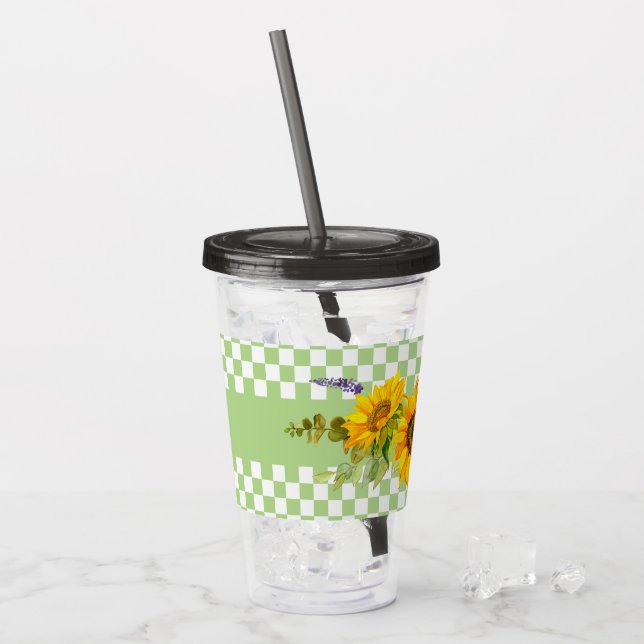 Solblommor och schaktbord take away mugg (Framsida Ice)