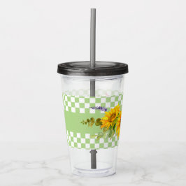 Solblommor och schaktbord take away mugg