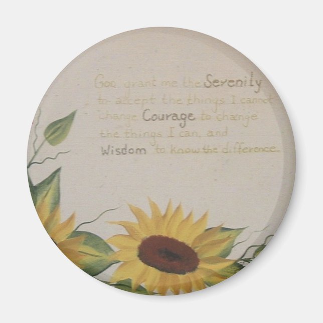 Solblommor och Serenity Prayer Magnet (Framsidan)