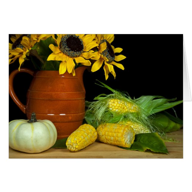 Solblommor och söt maj hälsningskort (Framsidan Horizontal)