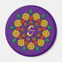 Solblommor och svampar Personlig Mandala Lila