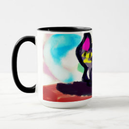 Solblommor och svart katt mugg